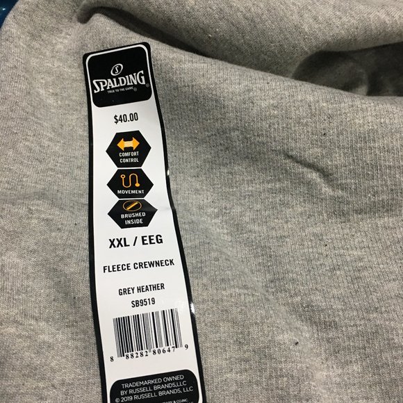 Spalding fleece crew neck sweater size XXL gray - Picture 6 of 6